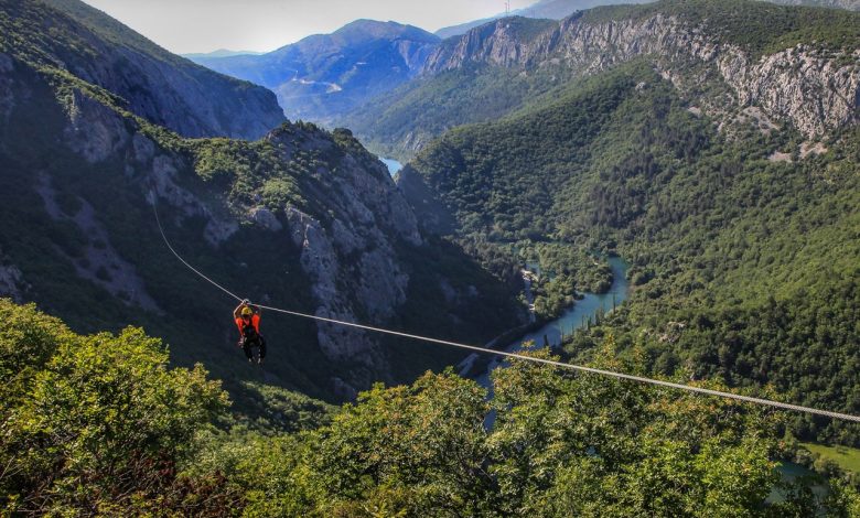 zipline over the canyon full of forest and cliffs - Thrilling zipline destinations in europe